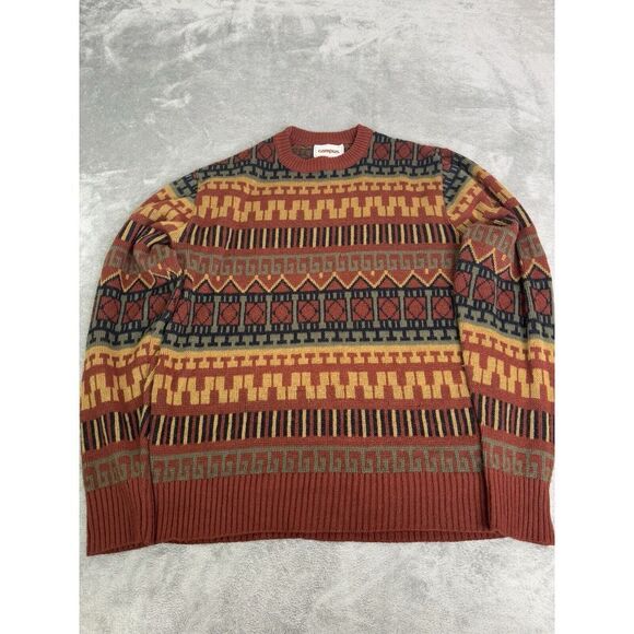 Vintage 80s Campus Knit Pullover Sweater Men's Size Medium Orange - Picture 1 of 6